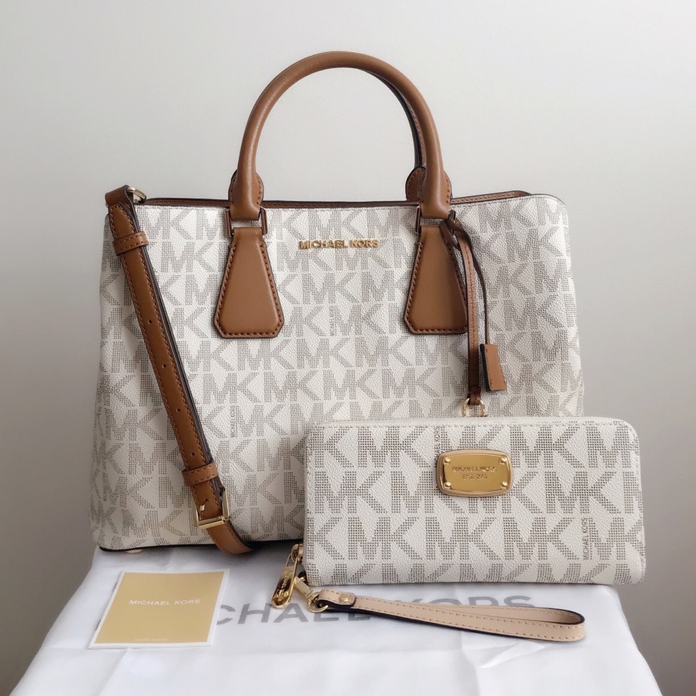 Michael Kors Camille Satchel Set. Inside pockets have some stains.